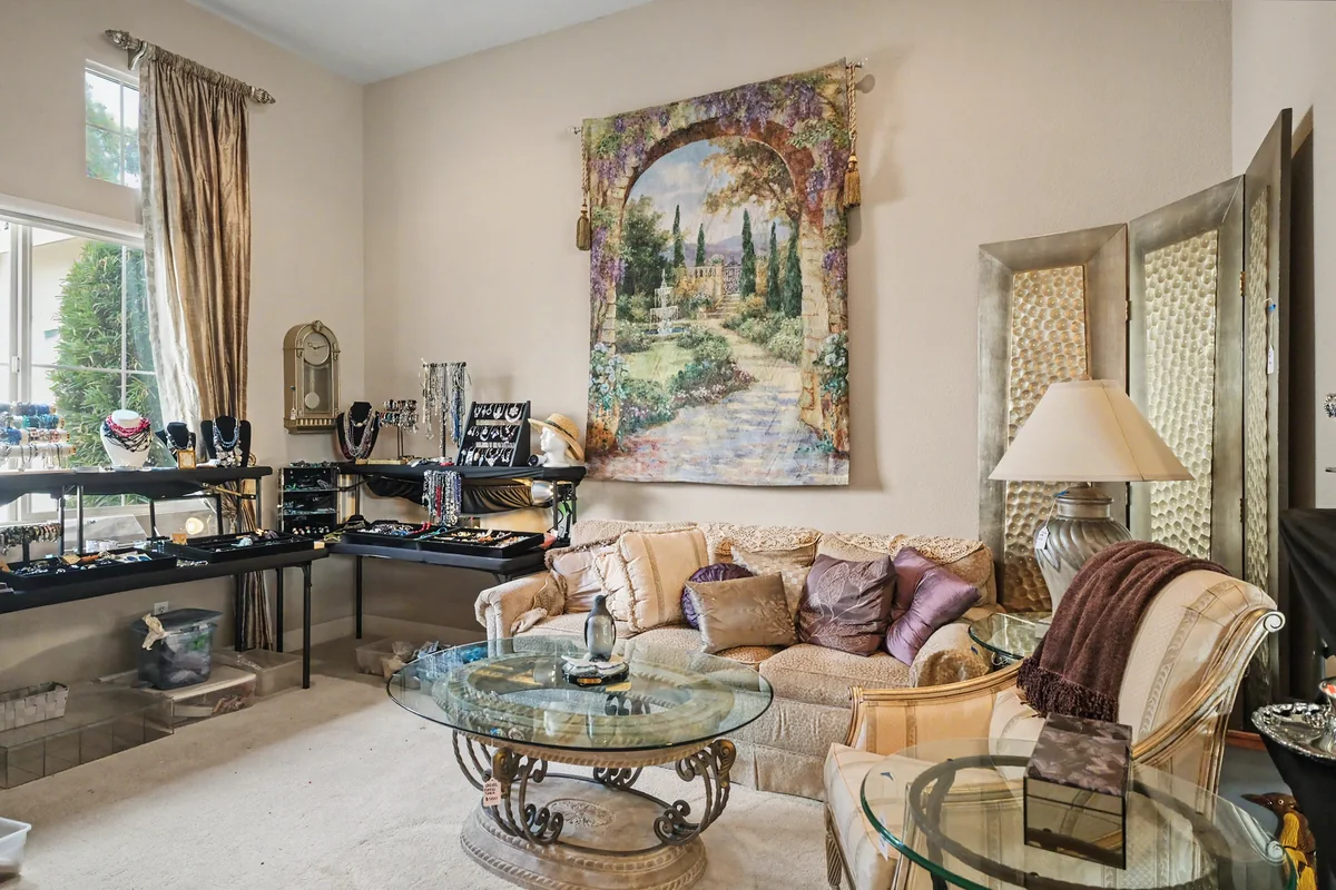 A sitting room ready for shoppers at a previous 916 Estate Sales event