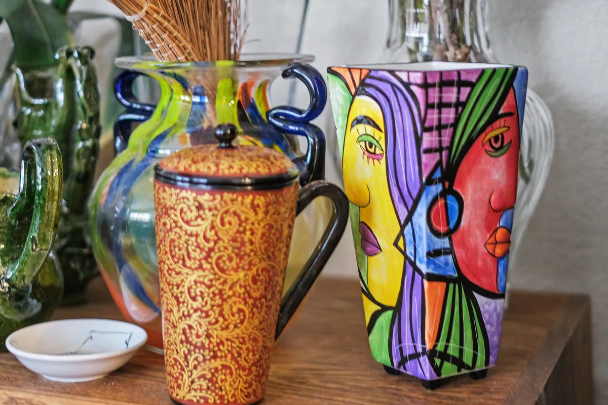 Colorful art glass photographed at a 916 Estate Sales event