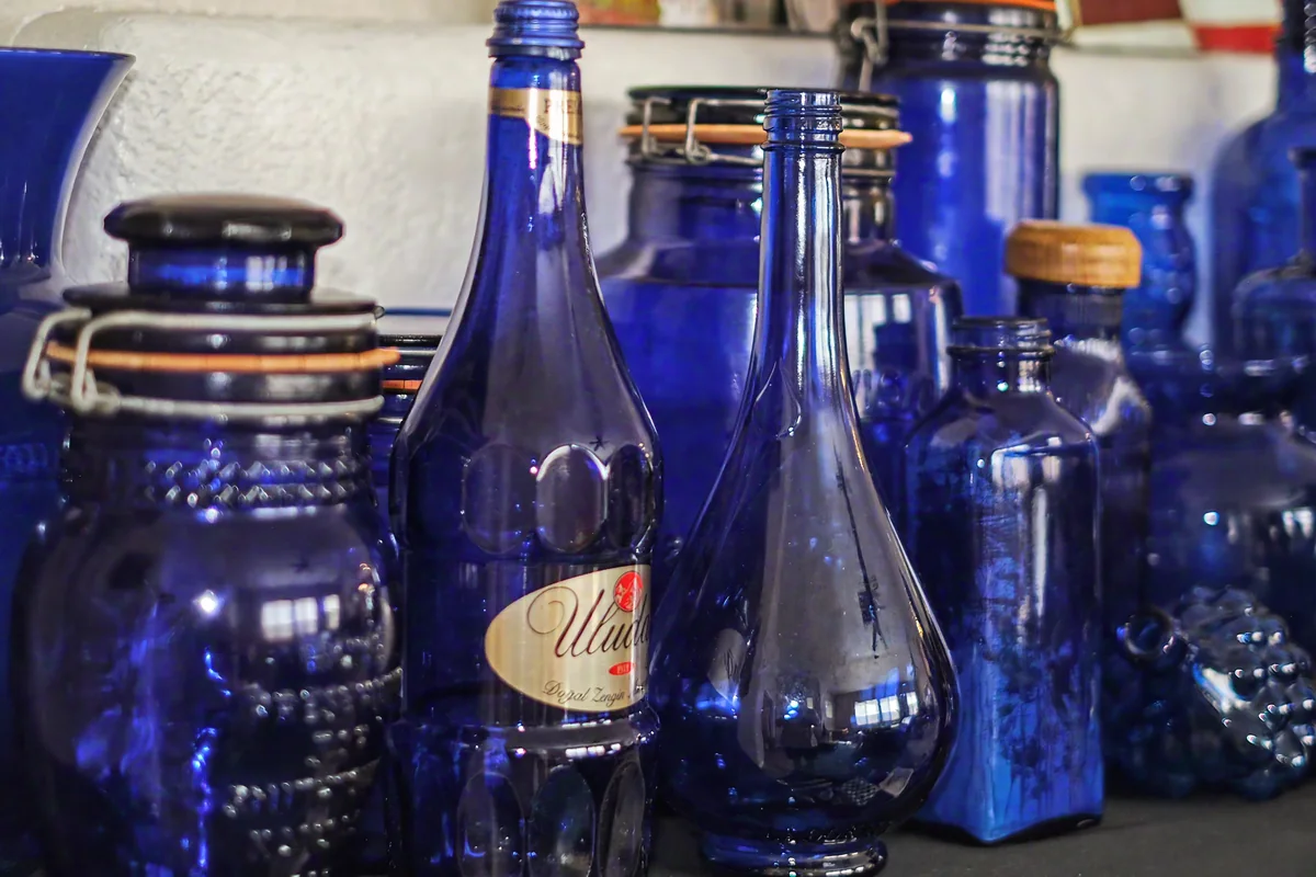 Cobalt glass close-up photographed at a 916 Estate Sales event
