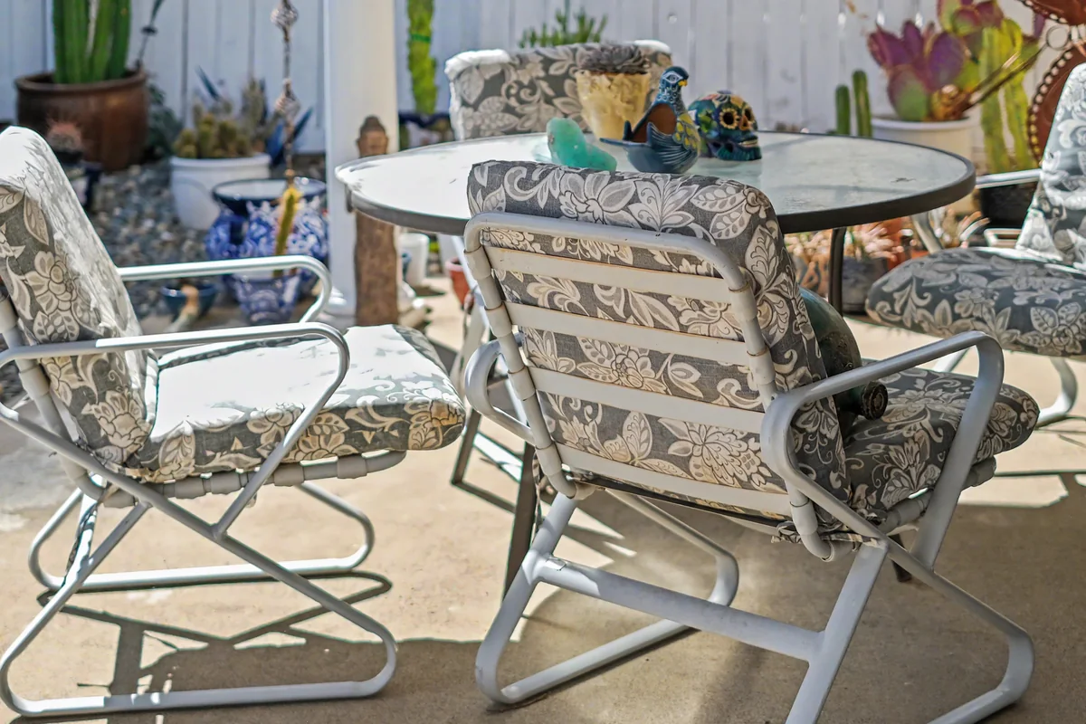 Patio furniture photographed at a 916 Estate Sales event