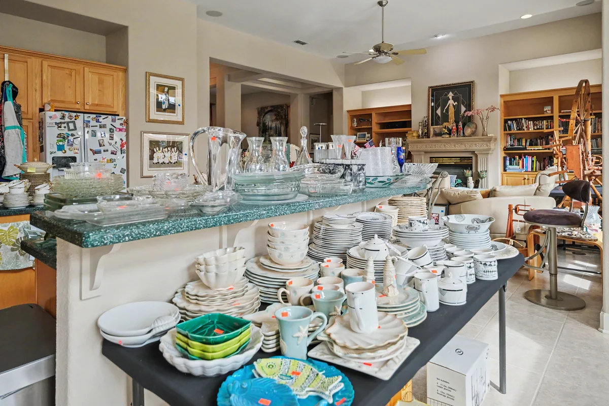 Kitchenware grouped for easy browsing at a previous 916 Estate Sales event