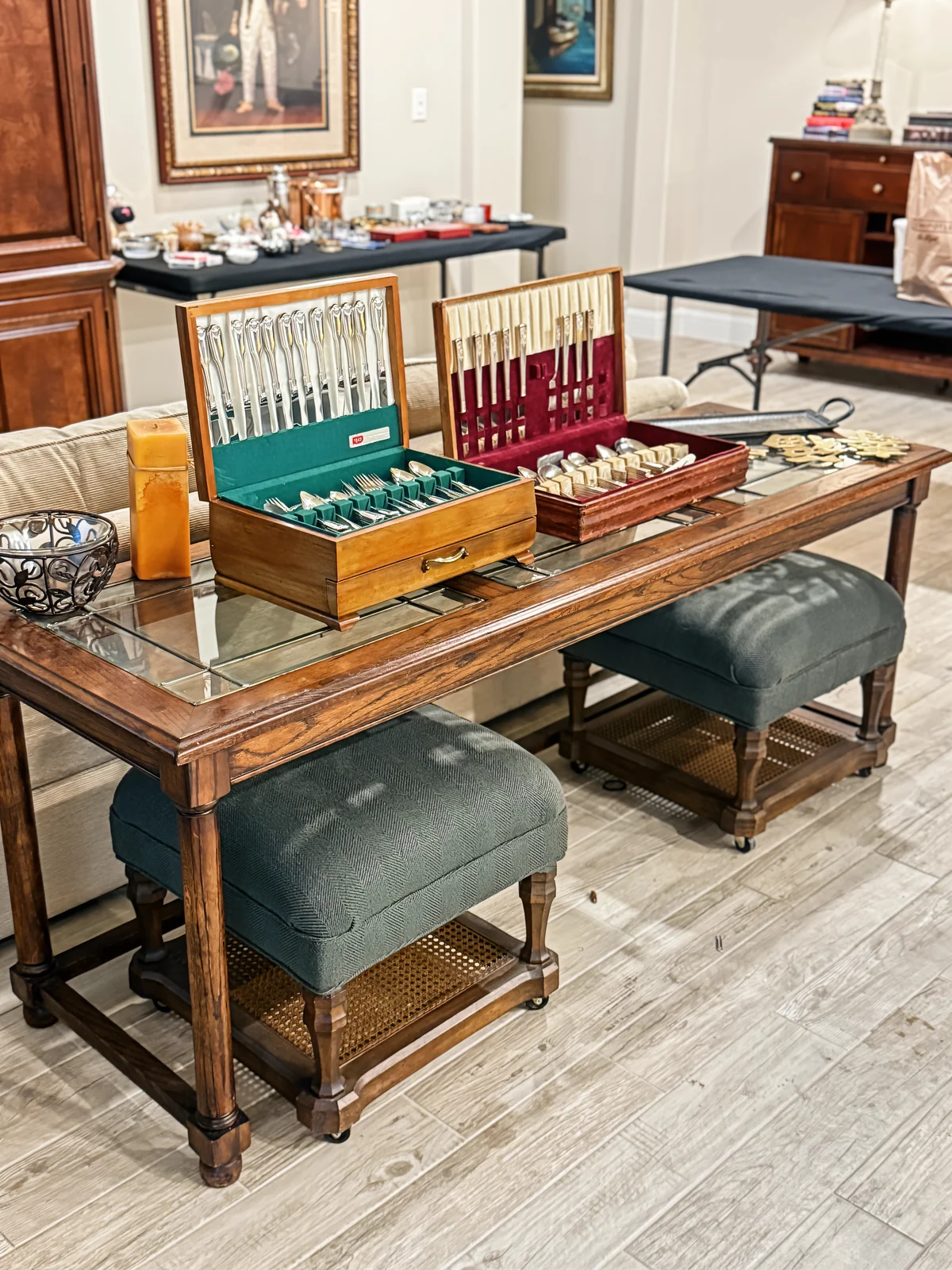 A dining-room display prepared for the sale at a previous 916 Estate Sales event