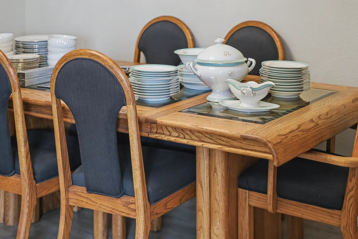 A dining area with household pieces at a previous 916 Estate Sales event